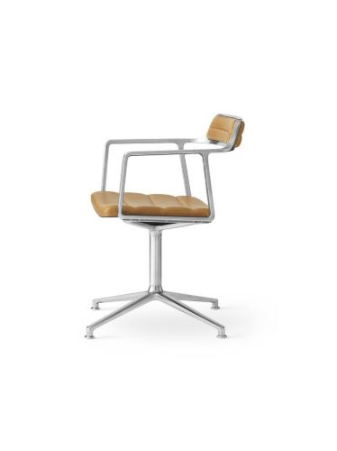 Vipp 452 Swivel Stol Gliders SH: 44,5 cm - Alu/Sand leather