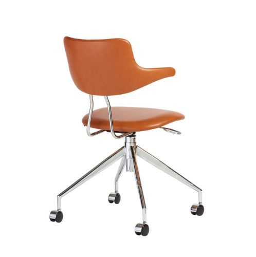 Vermund VL119 Kontorstol SH: 46 cm - Savanne Cognac Læder / Krom Stel