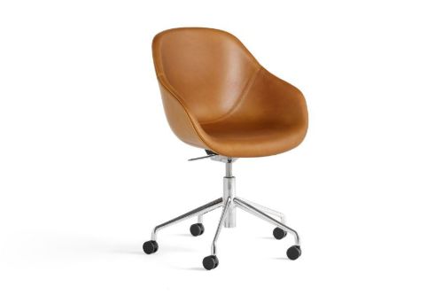 HAY AAC155 Drejestol About A Chair SH: 44 cm - Polished Aluminium/Sense Cognac