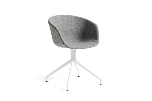 HAY AAC21 About a Chair Spisebordsstol Fuldpolstret SH: 46 cm - White Powder Coated Aluminium/Hallingdal 130
