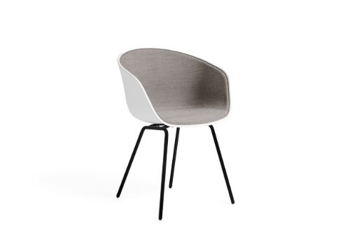HAY AAC 26 About A Chair SH: 46 cm - Black Powder Coated Steel/White/Remix 242 Front Upholstery