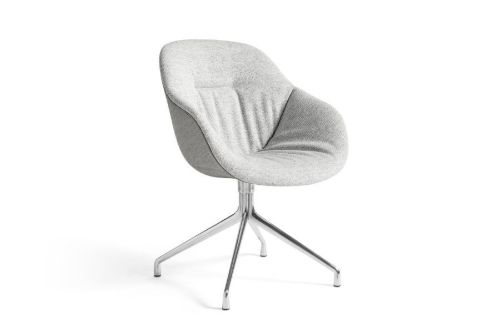 HAY AAC121 Soft Duo About a Chair Spisebordsstol Polstret SH: 47,5 cm - Polished Aluminium/Hallingdal 116/Remix 133