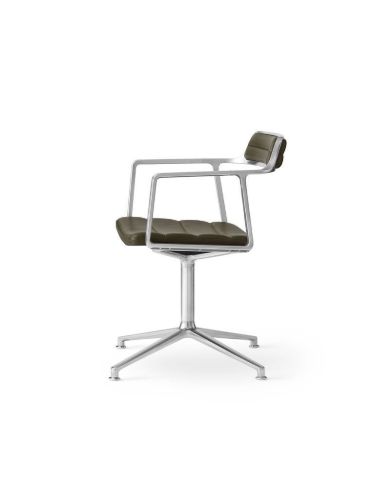 Vipp 452 Swivel Stol Gliders SH: 44,5 cm - Alu/Bosco Green Leather