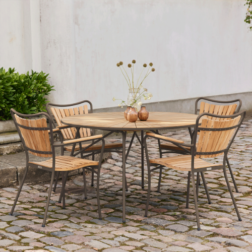 Mandalay Marguerit Havebord Ø: 120 cm - Teak/Mocca