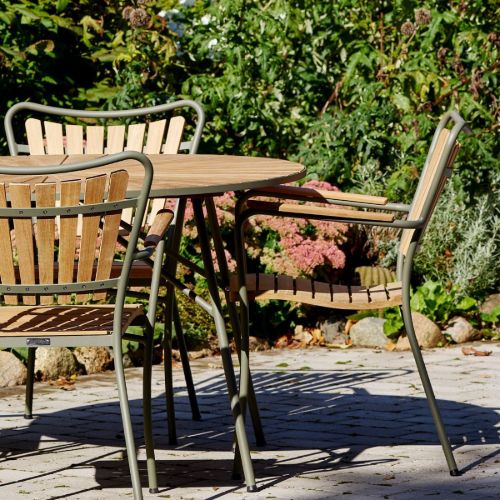 Mandalay Marguerit Havebord Ø: 120 cm - Teak/Olivengrøn