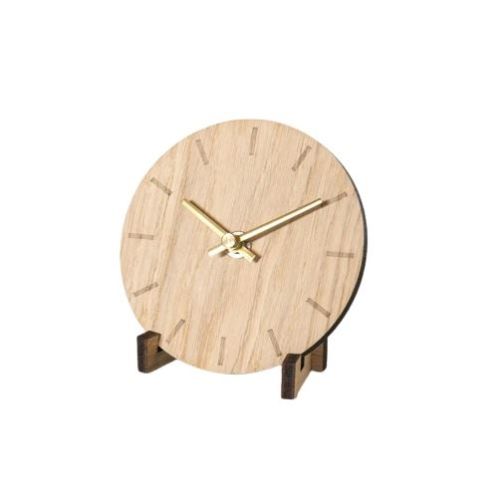 Hemverk Vægur Ø: 12 cm – Light Oak/Guld
