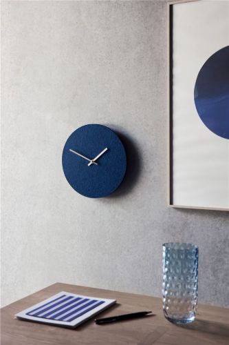 Hemverk Vægur Ø: 28 cm – Felt Dark Blue/Silver 