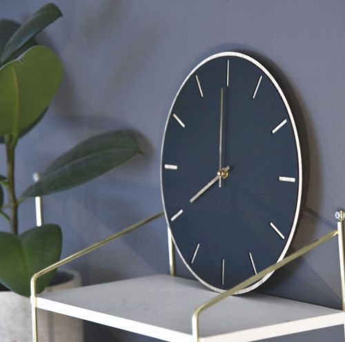 Hemverk Vægur Ø: 28 cm – Smokey Blue Oak/Gold
