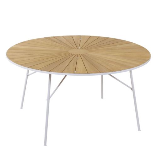 Mandalay Marguerit Havebord Ø: 140 cm - Teak/Hvid