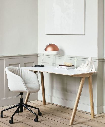HAY CPH90 Desk 130 x 65 cm - White Laminat / Mat Lacquered Oak 