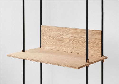 Moebe Shelving System Desk Tall 200x85 cm - Oak/Black