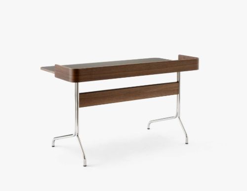 &Tradition Pavilion Desk AV17 w. Back 130x65 cm - Charcoal 4166/Lacquered Walnut 