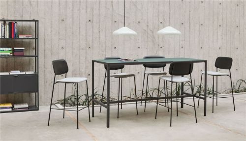 HAY New Order High Table 200x75 cm - Charcoal Powder Coated / Green Linoleum