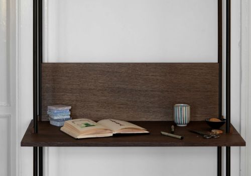 Moebe Shelving System Desk Tall 200x85 cm - Smoked Oak/White