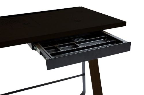 Bent Hansen Hemingway Skrivebord m. Opladerstation & Skuffe L: 120 cm - Sortlakeret Bøg/Conifer Green Linoleum