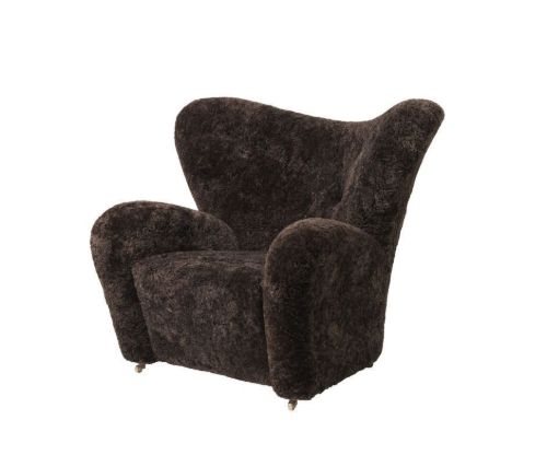 Audo Copenhagen Den Trætte Mand Lænestol - Dark Stained Oak/Lammeskind Espresso