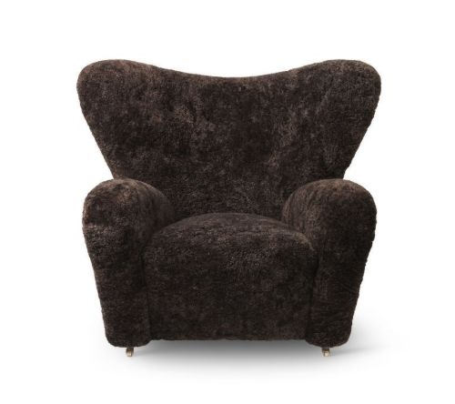 Audo Copenhagen Den Trætte Mand Lænestol - Dark Stained Oak/Lammeskind Espresso