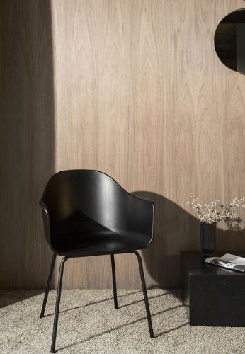 Audo Copenhagen Harbour Dining Chair SH: 45 cm - Black/ Black Steel Base
