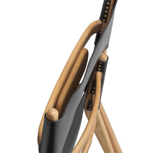 Audo Copenhagen Saxe Chair SH: 37 cm - Natur Olieret Eg/Sort Læder OUTLET
