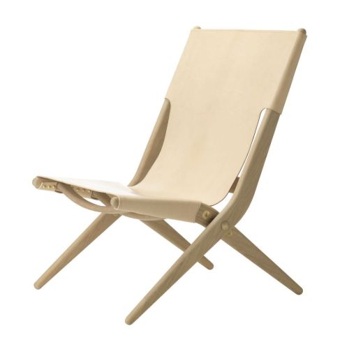 Audo Copenhagen Saxe Chair SH: 37 cm - Sæbebehandlet Eg/Naturlig Læder