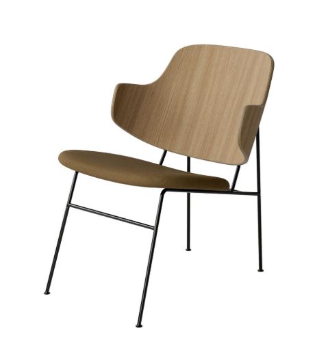 Audo Copenhagen The Penguin Lounge Chair  SH: 42 cm - Natural Oak/Re-Wool Yellow Ochre
