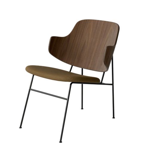 Audo Copenhagen The Penguin Lounge Chair  SH: 42 cm - Walnut/Re-Wool Yellow Ochre