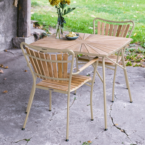 Mandalay Marguerit Havemøbelsæt Bådformet Bord L: 83 cm Inkl. 2 Stk. Havestole - Teak/Taupe