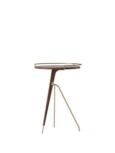 Audo Copenhagen Umanoff Side Table H: 60 cm - Polished Brass/Walnut