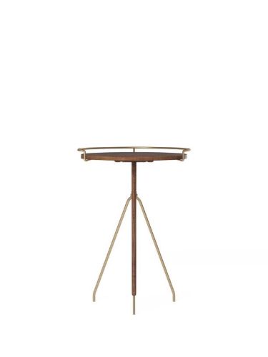 Audo Copenhagen Umanoff Side Table H: 60 cm - Polished Brass/Walnut