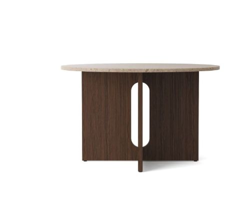 Audo Copenhagen Androgyne Dining Table Ø: 120 cm - Dark Stained Oak/Kunis Breccia Sand