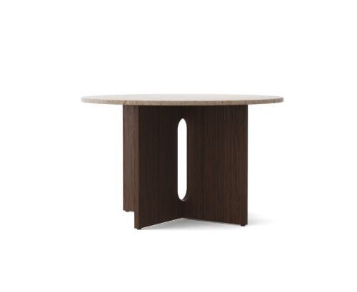 Audo Copenhagen Androgyne Dining Table Ø: 120 cm - Dark Stained Oak/Kunis Breccia Sand