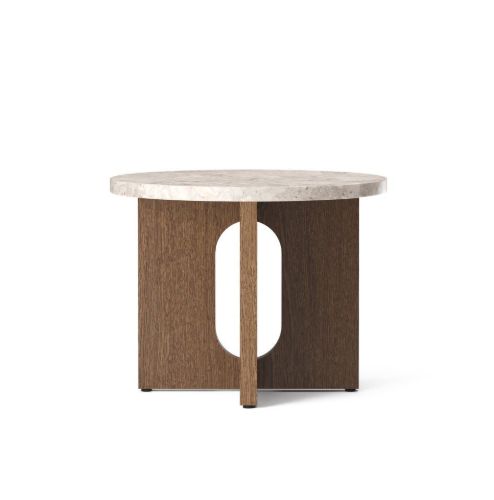 Audo Copenhagen Androgyne Side Table Ø: 50 cm - Dark Stained Oak/Kunis Breccia