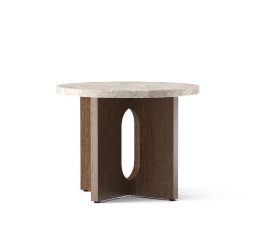 Audo Copenhagen Androgyne Side Table Ø: 50 cm - Dark Stained Oak/Kunis Breccia