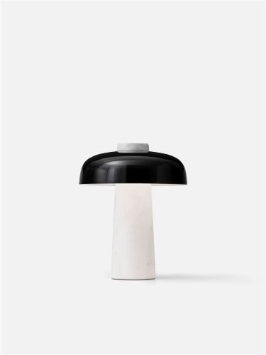 Audo Copenhagen Reverse Table Lamp H: 30 cm - Black/Travertine