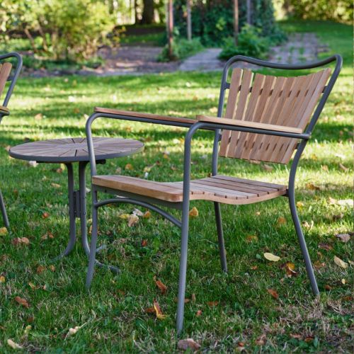 Mandalay Marguerit Loungebord Ø: 50 cm inkl. 2 Loungestole Havemøbelsæt - Teak/Antracit