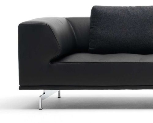 Fredericia Furniture 450 Delphi 4 Pers. Sofa L: 360 cm - Sort Cava Læder/Aluminium