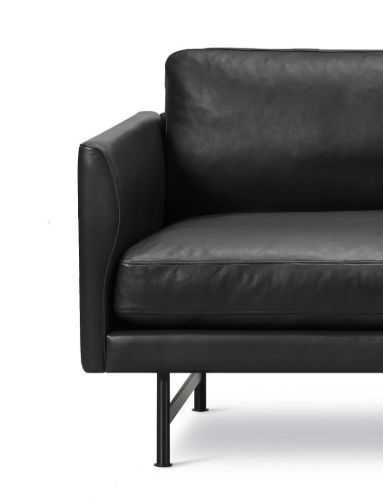 Fredericia Furniture 5652 Calmo 2 Pers. Sofa 95 L: 200 cm - Sort Primo Læder/Sortlakeret Stel
