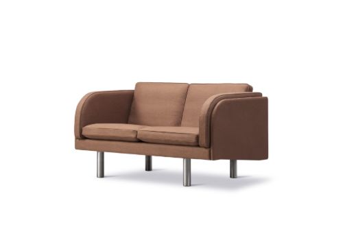 Fredericia Furniture JG Sofa 2 pers L: 142 cm - Rustfrit Stål - Børstet / Grand Linen 4803