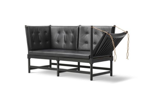 Fredericia Furniture 1789 2 Pers. Tremmesofa Højre L: 160 cm - Sort Omni Læder/Sort Lakeret