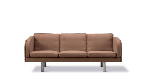 Fredericia Furniture JG Sofa 3 pers L: 202 cm - Rustfrit Stål - Børstet / Grand Linen 4803