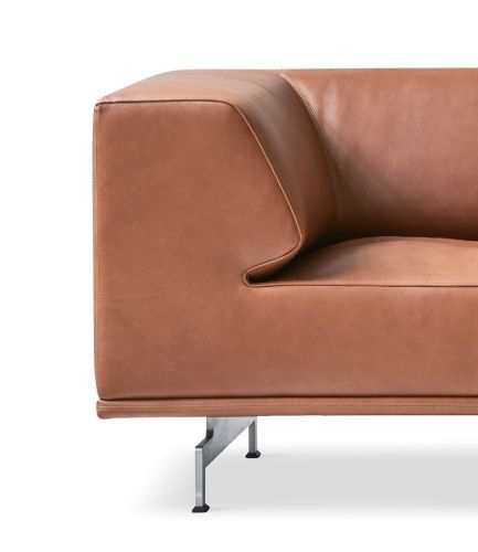 Fredericia Furniture 4511 Delphi 3. Pers Sofa L: 240 cm - Cognac 370/Børstet Alu