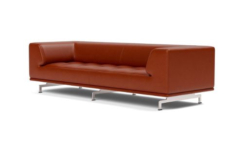 Fredericia Furniture 4511 Delphi 3 Pers. Sofa L: 240 cm - Læder Cera 905 Russet Brown/Børstet Aluminium