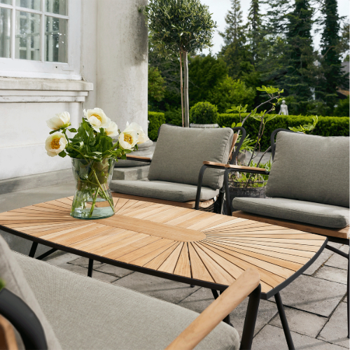 Mandalay Marguerit Loungebord L: 130 cm - Teak/Antracit