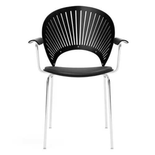 Fredericia Furniture 3397 Trinidad Armstol Sædepolstret - Sortlakeret Eg/Sort Primo Læder/Krom