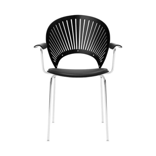 Fredericia Furniture 3397 Trinidad Armstol Sædepolstret - Sortlakeret Eg/Sort Primo Læder/Krom