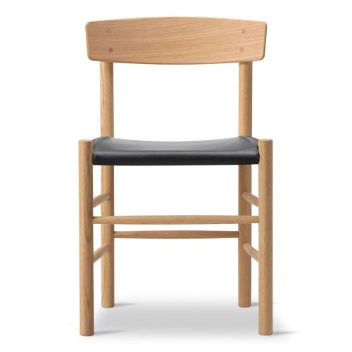 Fredericia Furniture 3339 J39 Mogensen Spisebordsstol - Olieret Eg/Sort Læder