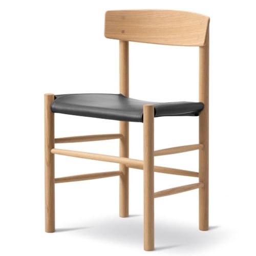 Fredericia Furniture 3339 J39 Mogensen Spisebordsstol - Olieret Eg/Sort Læder