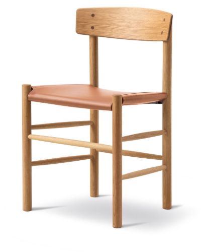 Fredericia Furniture 3339 J39 Mogensen Spisebordsstol - Olieret Eg/Cognac Læder