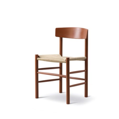 Fredericia Furniture 3239 J39 Mogensen Spisebordsstol  - Heritage Red Bøg/Naturfarvet Flet