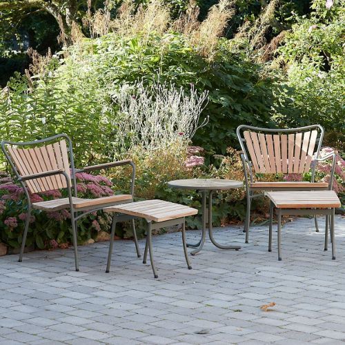 Mandalay Marguerit Loungebord Ø: 50 cm - Teak/Olivengrøn